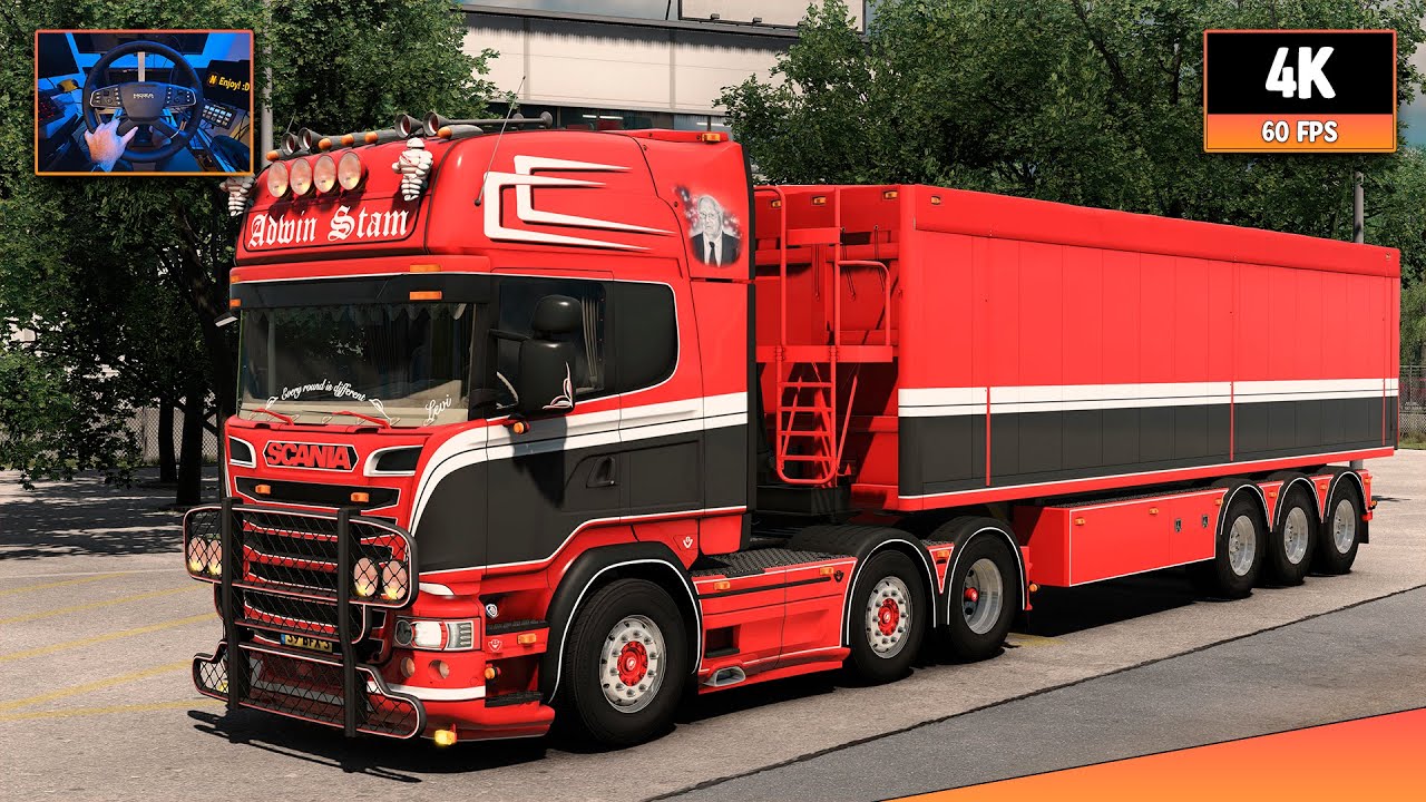 Scania R520 V8 open pipe | Groningen - Cologne | ETS2 1.57 4K Gameplay + Wheel Cam