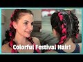 Colorful Braids with Extensions | Festival Hair Tutorial