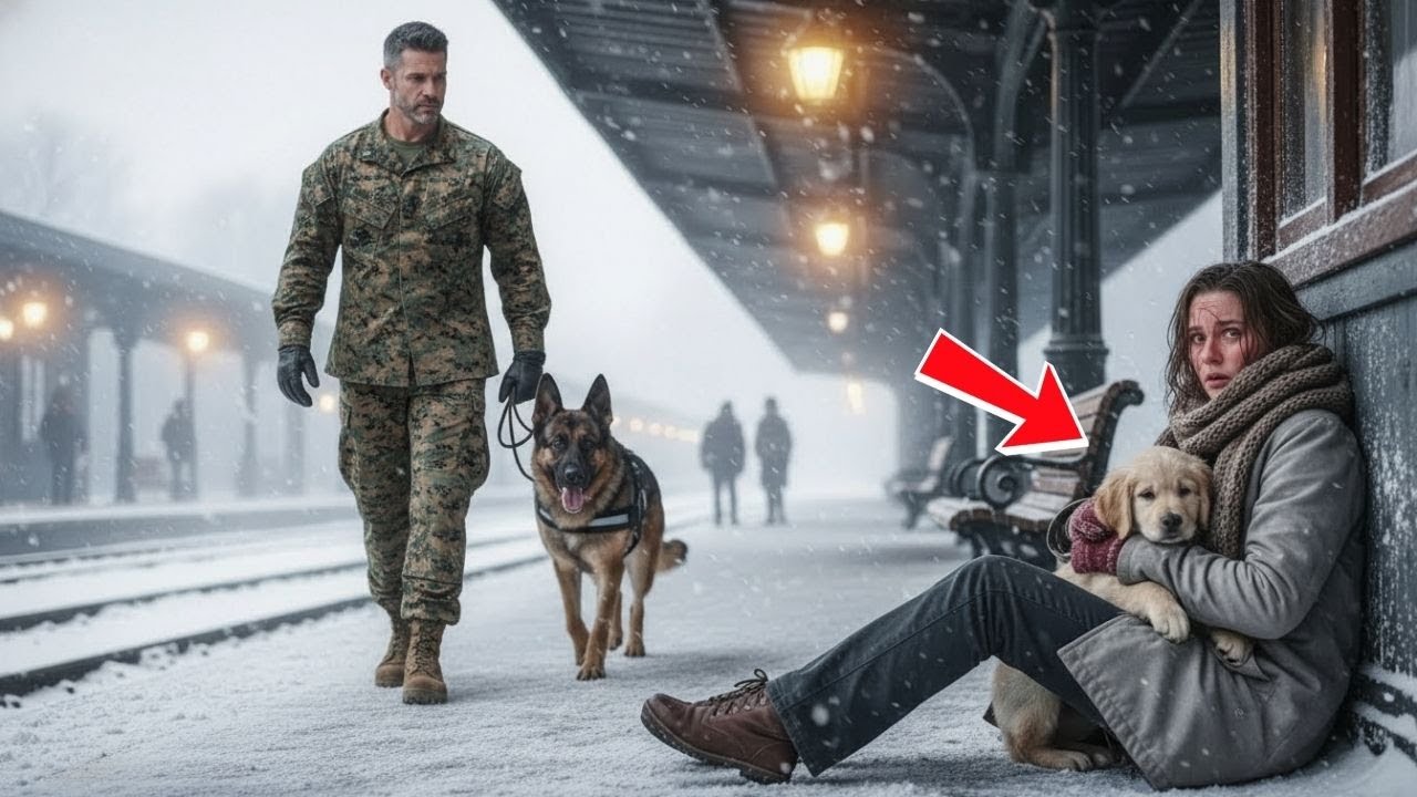 “Take My Dog!” She Whispered in the Blizzard — Until a Veteran Marine Said, “You’re Coming With Me.”