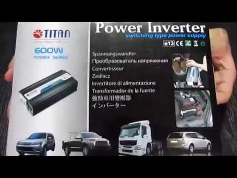 HW-600 E7 EU , Інвертор автомобільний Titan HW-600E7 EU, 24V, USB з євророзеткою