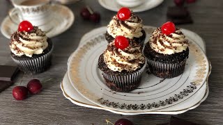 Black Forest Cupcakes | Chocolate Cherry Cupcakes | Black Forest Recipe