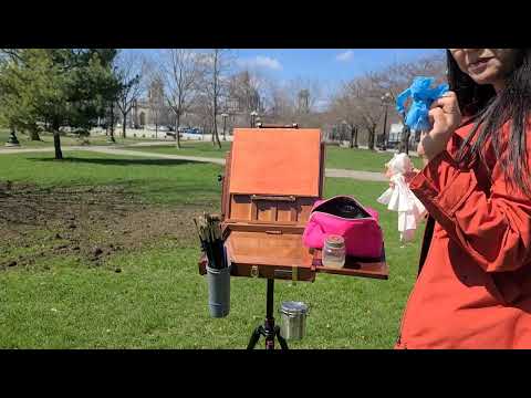 Plein air painting - with the pochade box setup