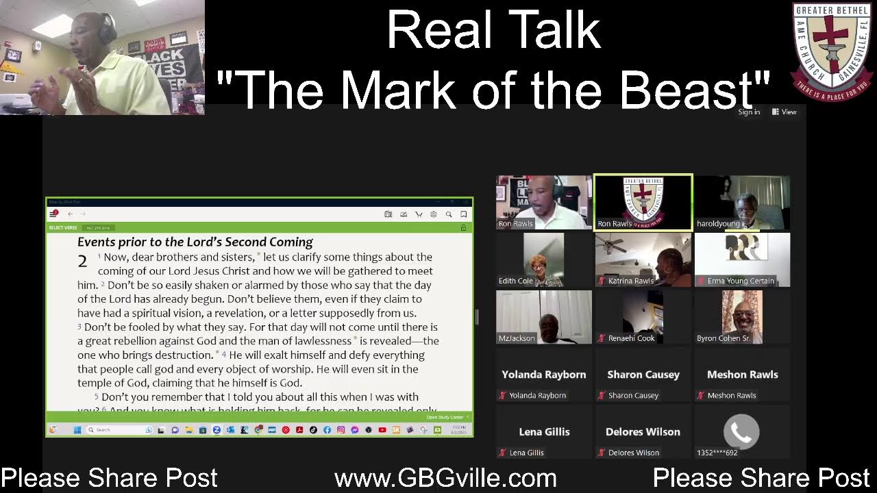 Greater Bethel AME is Live "Real Talk: The Mark of the Beast"