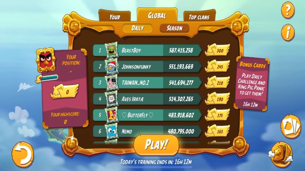 Angry Birds 2 Mighty Eagle Bootcamp Training | No Extra Cards today