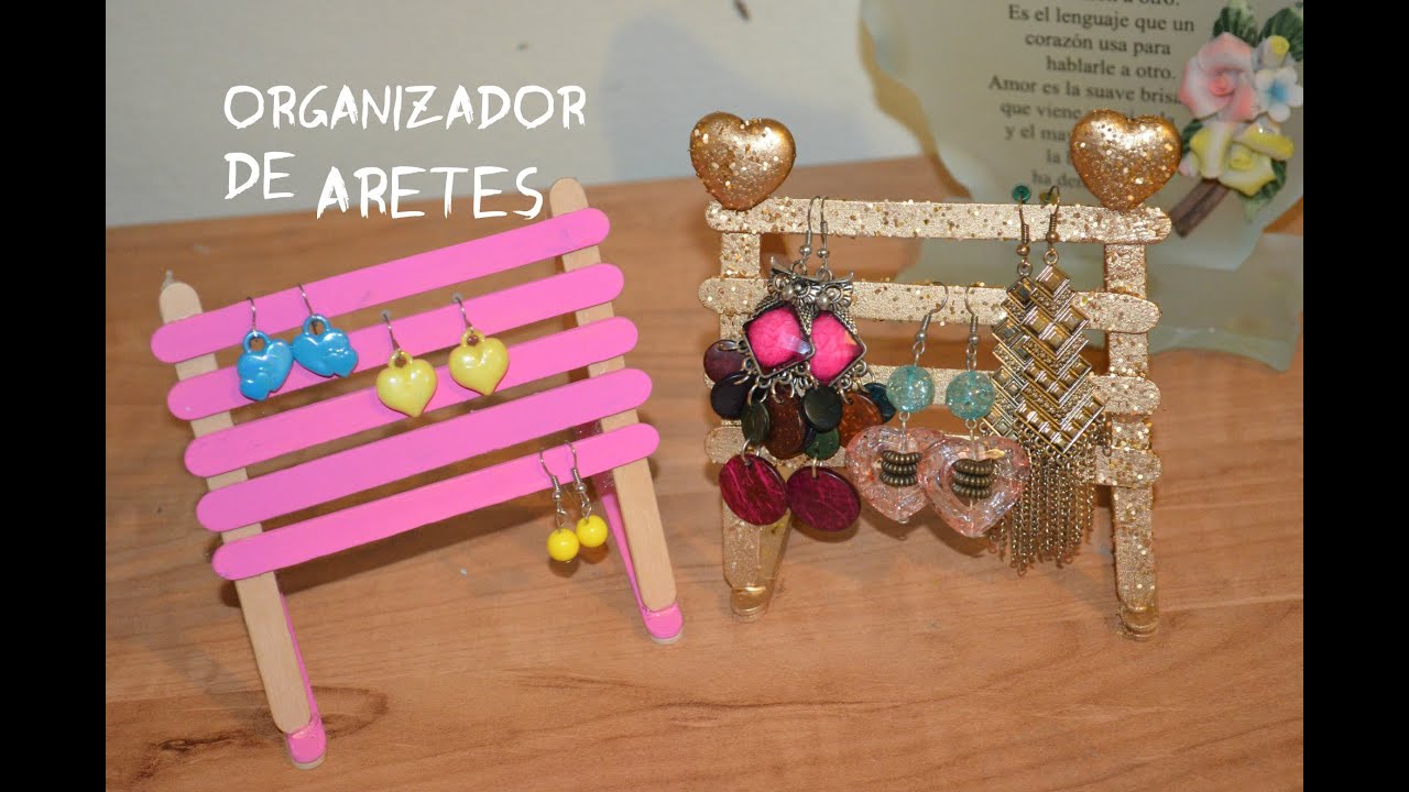 Joyero pendientes  Manualidades, Artesanías de palos, Elaboración