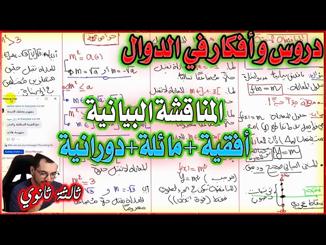 المناقشة البيانية الأفقية و المائلة و الدورانية  ||  الدوال العددية  ثالثة ثانوي