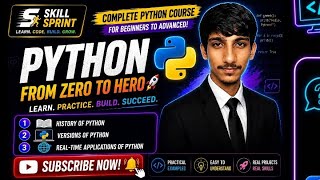 Learn Python from Scratch | Python Introduction for Beginners | History | Versions | Applications.