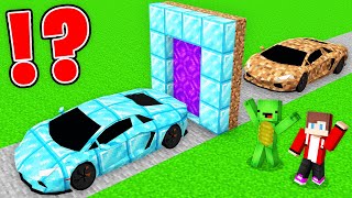 JJ and Mikey Use Diamond Laser to UPGRADE Cars in Minecraft - Maizen