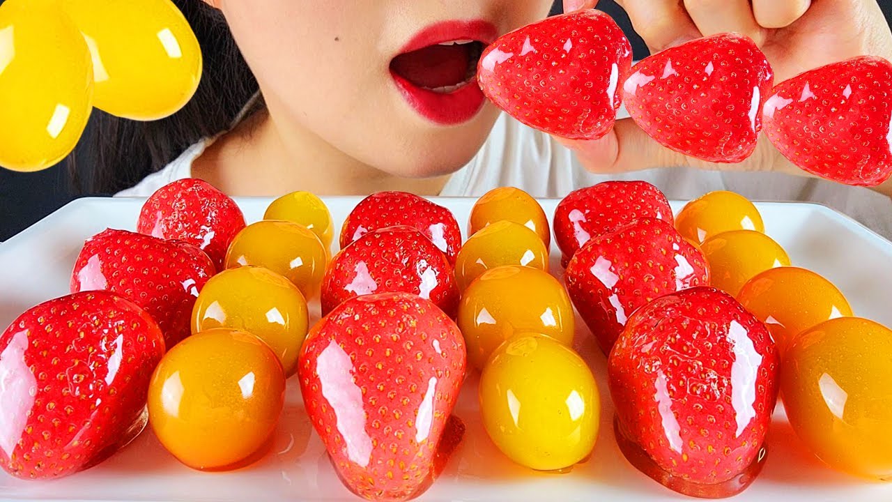 CANDIED FRUIT TANGHULU ASMR 과일탕후루 먹방, 딸기탕후루, 노란방울토마토 탕후루, 탕후루 ASMR, REAL SOUNDS, EATING SOUNDS