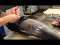 Yellowfin tuna fish cutting skills  taiwanese street food