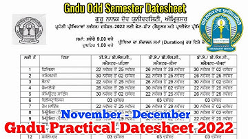 Gndu Odd Semester Practical Exams Datesheet 2022 || Gndu Practical Datesheet 2022 || Gndu Exams News
