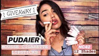 Pudaier Mousse Cigarette Lipstick Swatches Giveaway 12 Shades Lipsticks For Dusky Dark Skin