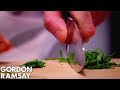 Gordon demonstrates how to finely chop fresh herbs without staining the chopping board