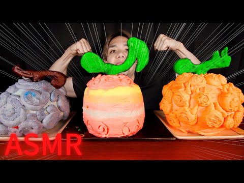 ASMR/咀嚼音 ワンピース悪魔の実ケーキを大食い！ one piece devil fruit cake【日本語字幕/MUKBANG/EATIN GSOUND】