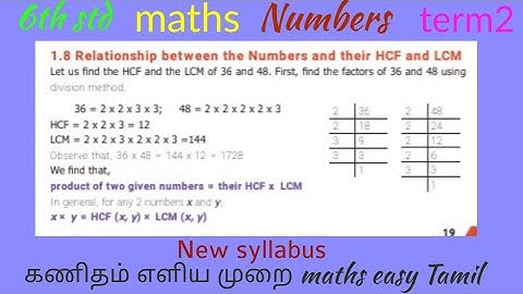 6th Std maths numbers Relationship between HCF and LCM chapter1 term2