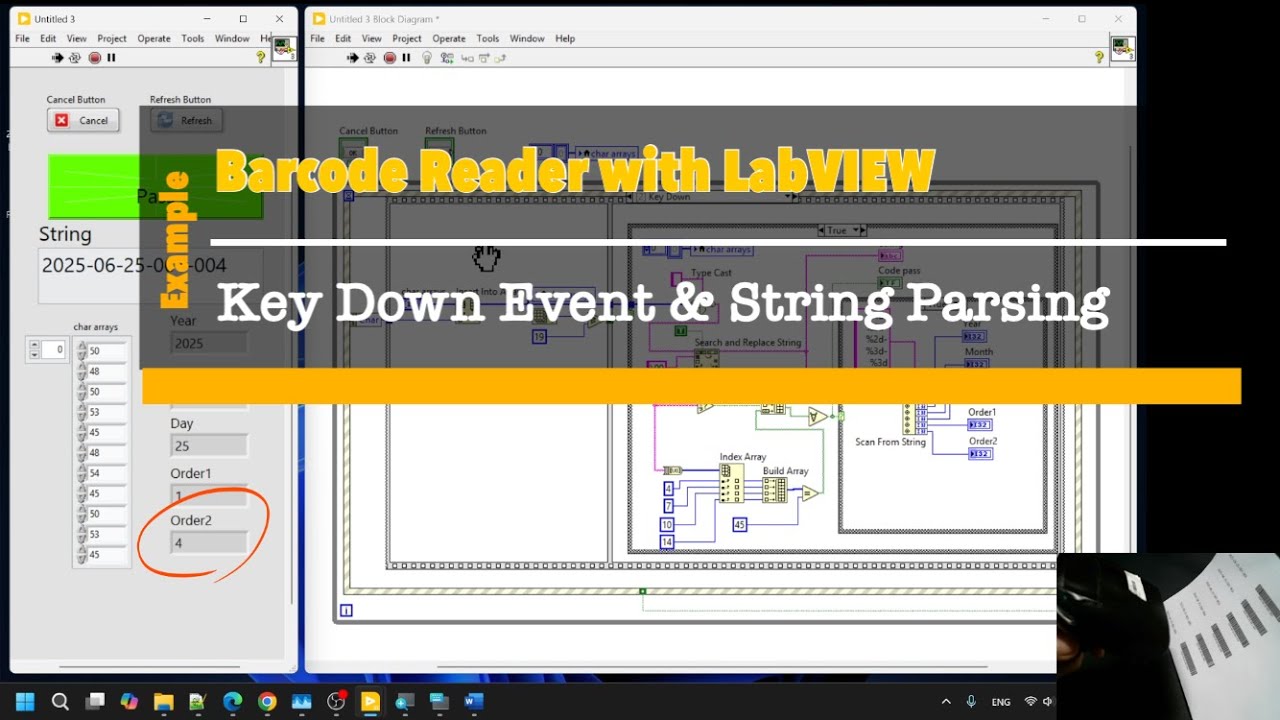 Barcode scanner with LabVIEW: Key Down Event & String Parsing - YouTube