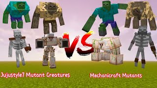 Jujustyle Mutant Creatures VS Mechanicraft Mutants | minecraft bedrock mob battles screenshot 4