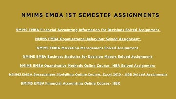 SVKM Narsee Monjee EMBA Solved Assignments