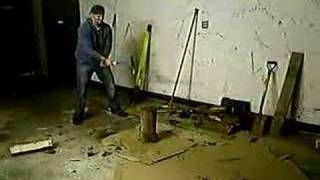 Drunk Log Splitting Trying To Be Woodsman