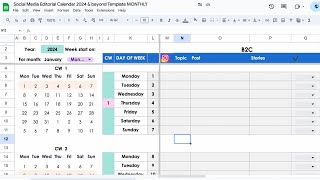 2024 Social Media Planner Calendar in Google Sheets [FREE Template] screenshot 4