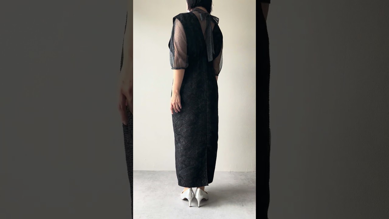 ブラックのチュールトップスラメジャガードドレス[M] kaeneのレンタル