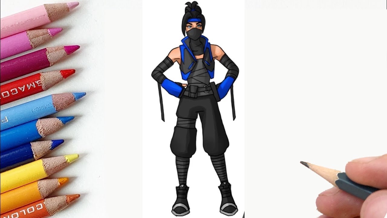 HOW TO DRAW *NEW* INDIGO KUNO SKIN from FORTNITE STEP BY STEP DRAWING