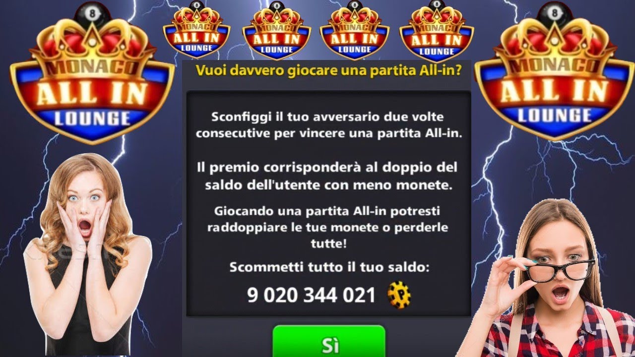 OMG playing with 9 billion coins ALL IN LOUNGE MONACO 8 BALL POOL