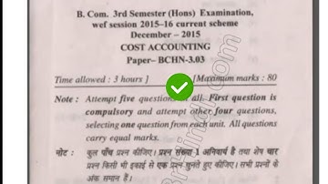 2015 Mdu BCom Hons 3rd Sem Cost Accounting Question Paper #MduQuestionPaper