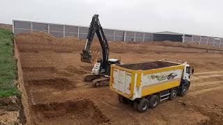 Hafriyatını 350Lc Yaptı Soketini Hidromek 230Lc Kazıyor Hmk Excavator Loading Trucks Construction