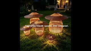TOMAX Rattan Sculpture with LED lights Wicker Lighting Outdoor Floor Lamp