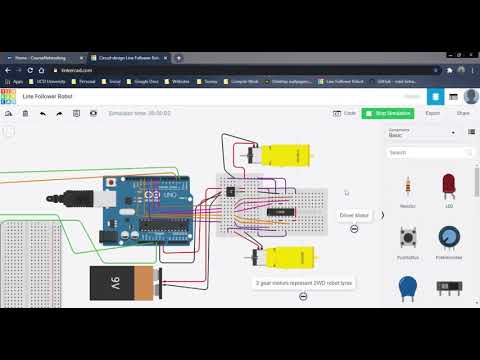 Circuit design Line Follower Robot Tinkercad
