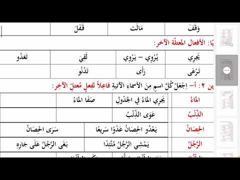 ١٩٩ تمرين ٢ في الفعل الصحيح والمعتل ومراجعة على ما سبق
