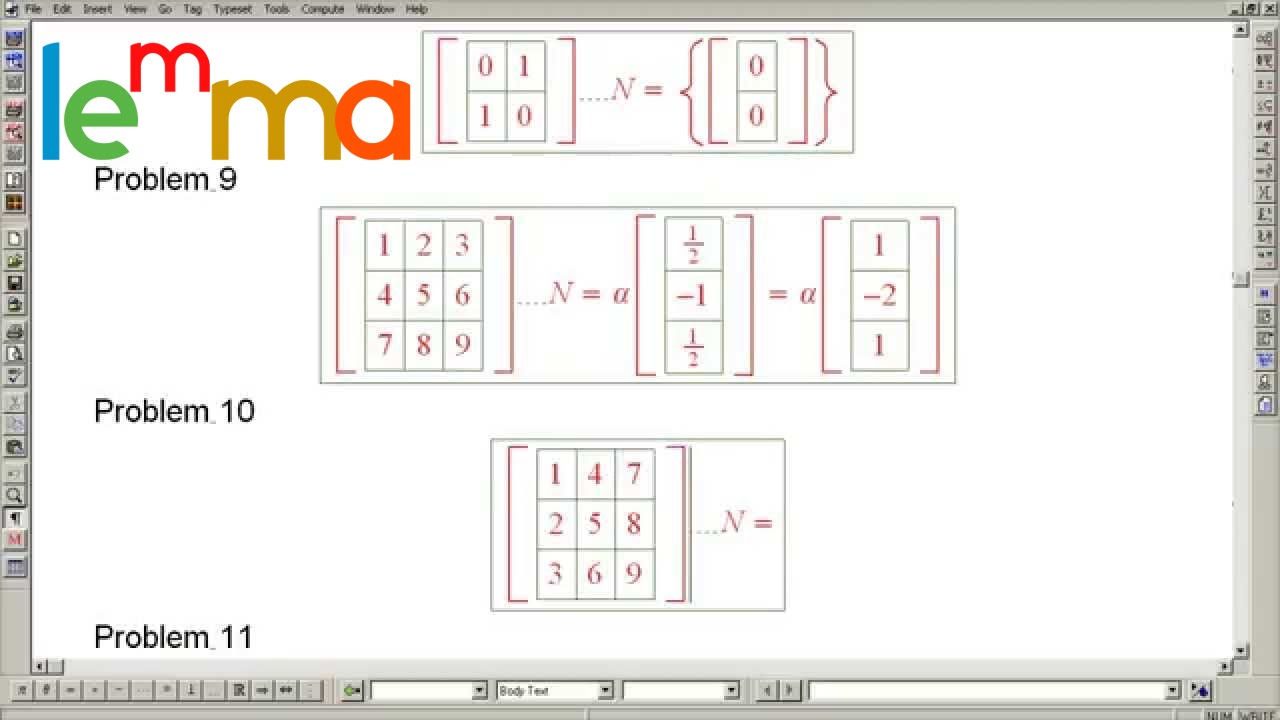 Linear Algebra 7f2: 21 Easy Null Space Exercises - YouTube