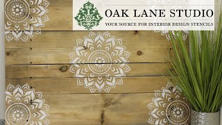 Stenciled Reclaimed Wood Boho Medallion Wall Art Oak Lane Studio