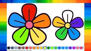 العاب تلوين الورود للأطفال | العاب رسم وتلوين الأزهار للأطفال | لعبة الألوان لتعليم الرسم للأطفال