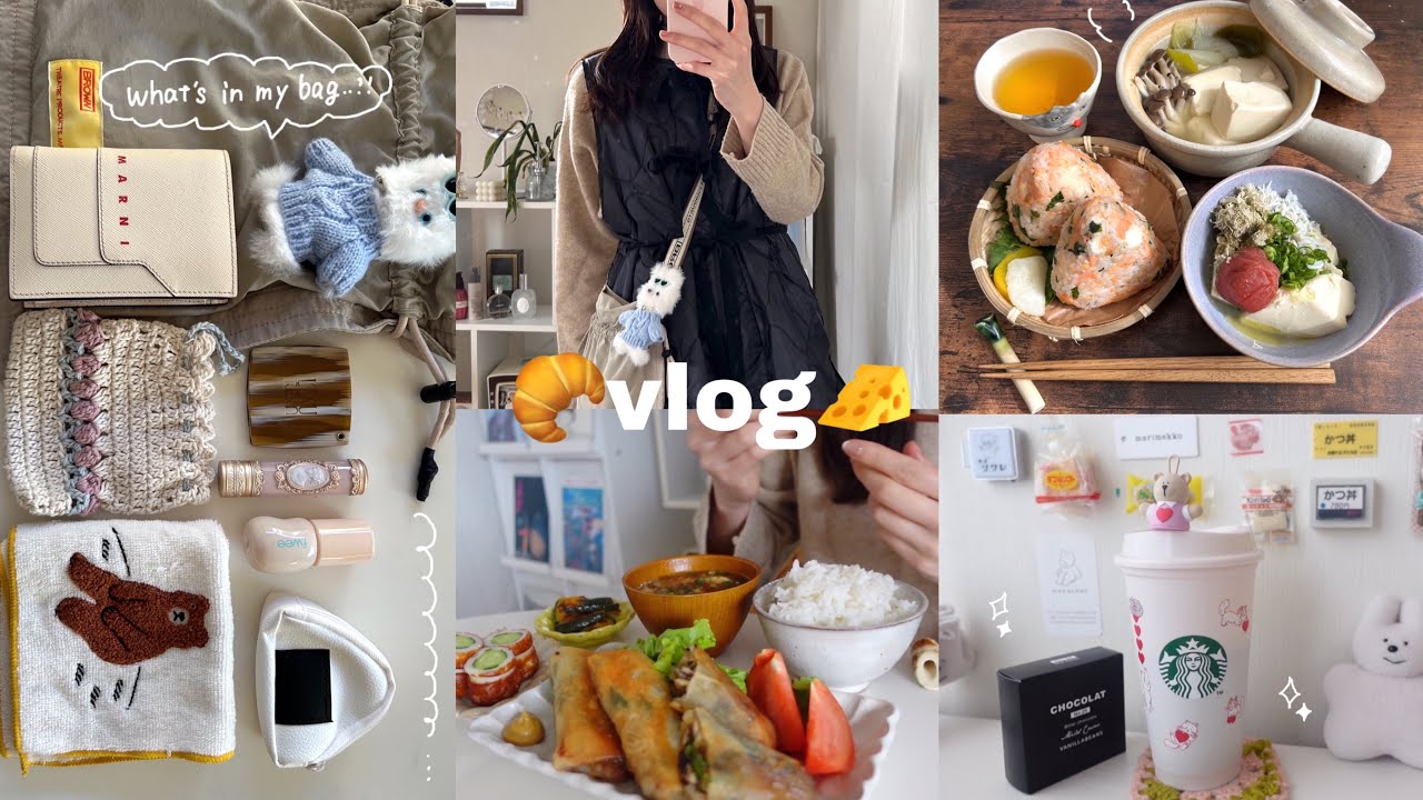 vlog》自分時間を楽しむ社会人の日常と自炊記録🎀｜春巻き｜かばんの中身🧸｜湯豆腐｜おうち時間