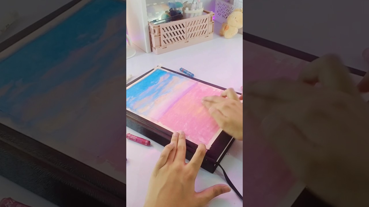 Oil pastel drawing🌸🍃💜 | Trying oil pastels |#shorts #diy #aesthetic #painting #trending #viral