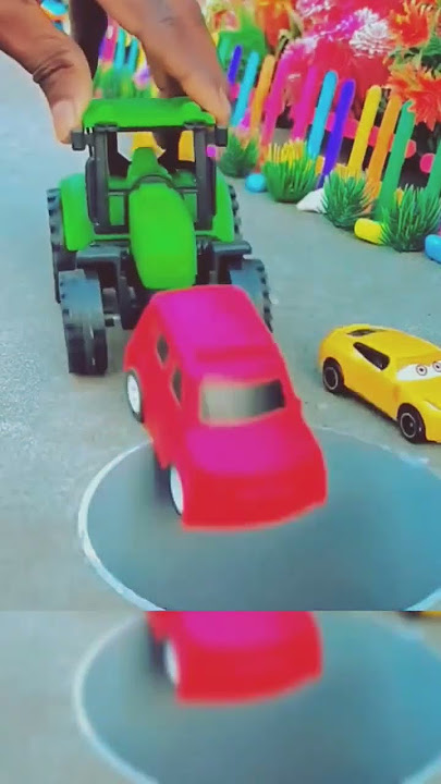 Tractor push cars in hole #toy #jcb #jcbjcb #jcbvideo #tractor #fmtoy #funny #shorts #viral
