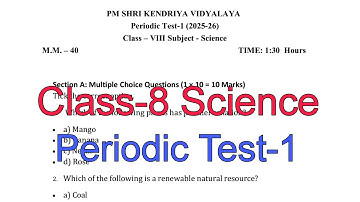 Class-8 Science / Periodic Test-1 Question Paper/ PM SHRI kendriya Vidyalaya Exam Paper KV student