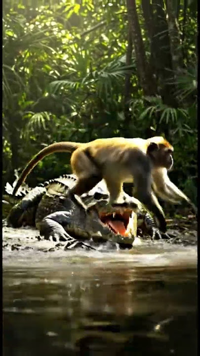 A Crocodile Tries To Catch A Baby Monkey! #shorts