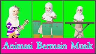 Free Download Greenscreen Animasi Bermain Musik