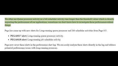 Identify performance issues with queue processor and job scheduler activities in Pega