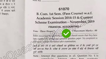 2019 Mdu BCom Pass 1st Sem Financial Accounting Question Paper