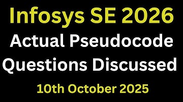 Infosys Actual Pseudocodes Questions Discussed 2026 Batch | infosys system engineer on campus hiring