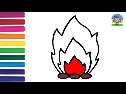 Как нарисовать ОГОНЬ / Раскраска КОСТЁР для детей / How to Draw Flames Step by Step for Kids