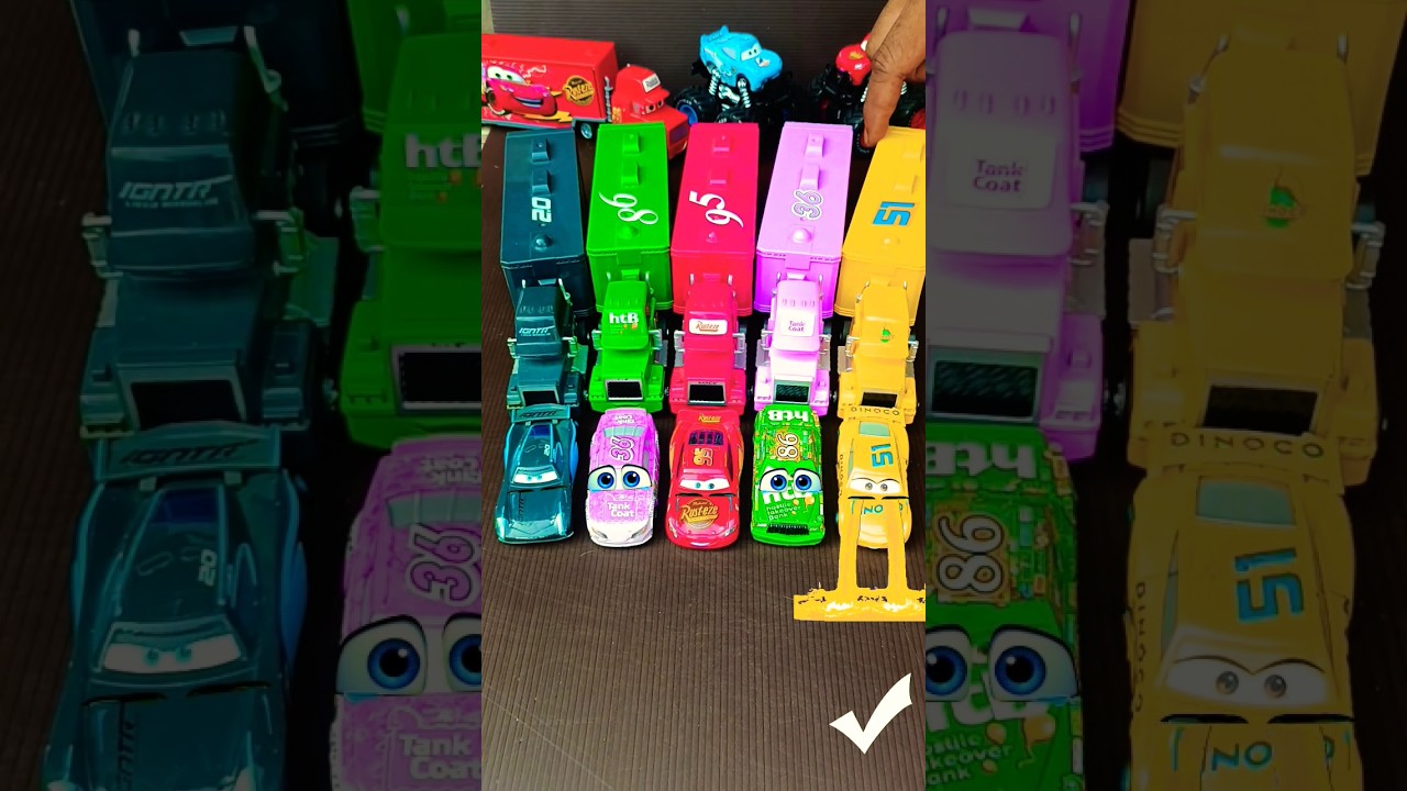 Lightning McQueen, Chick Hicks, Dinoco, McQueen Truck, Disney Pixar Cars Toys #toys #cars #mcqueen
