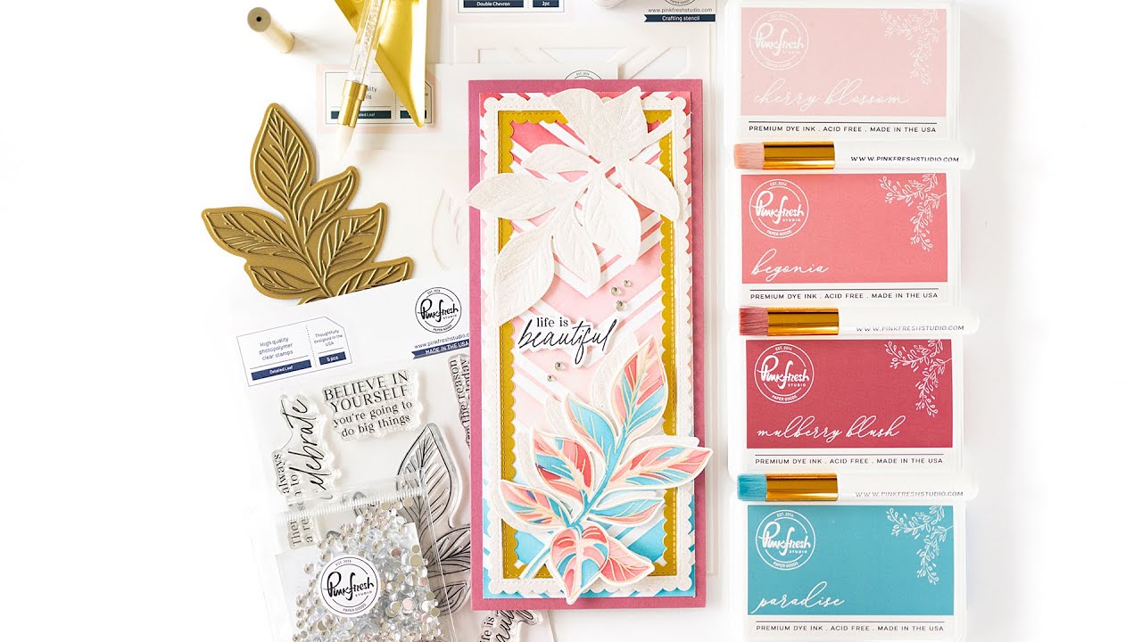 Live with Lea - Heat Embossed & Dry Embossed Detailed Leaf card - YouTube