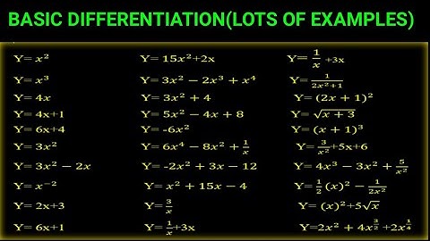 INTRODUCTION TO BASIC DIFFERENTIATION WITH LOTS OF EXAMPLES. (WATCH NOW)