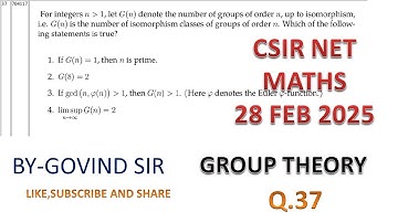 CSIR NET 28 FEB 2025 MATHS | Group Theory | Q.37 | csir net previous year maths question solution