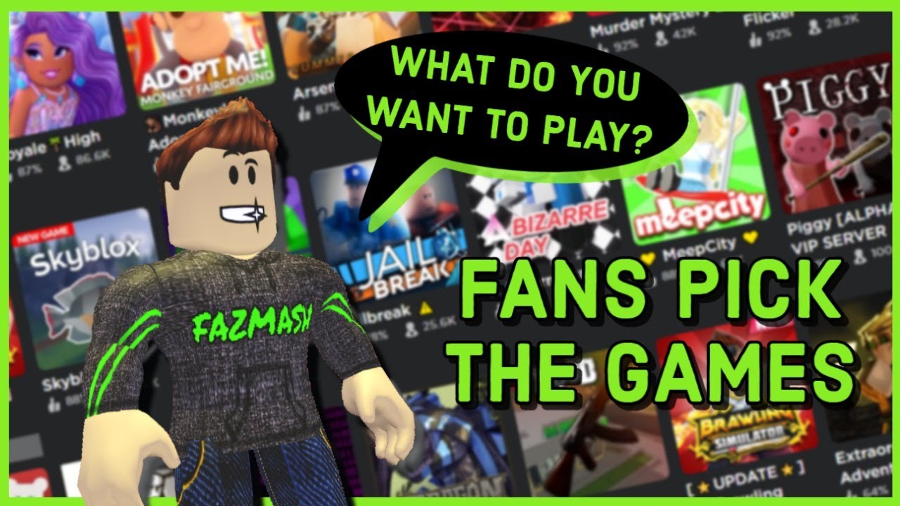 Live Playing Roblox With Fans You Choose The Game Roblox Youtube - roblox fans can pick game